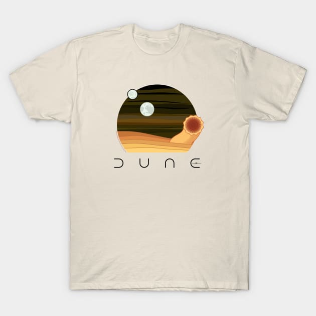 Dune Desert Night and Sandworm (light backgrounds) T-Shirt by Markadesign